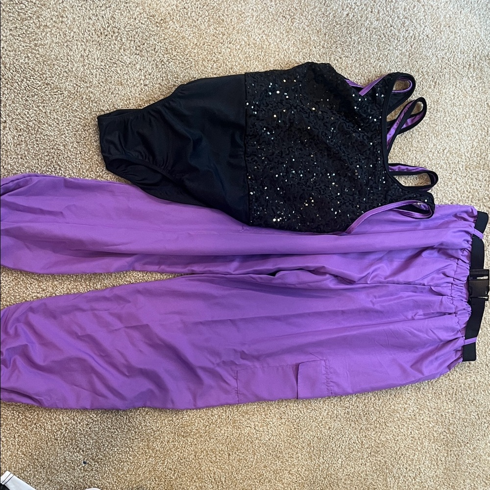 Weissman Purple and Black Kids Matching Set Dance Costume